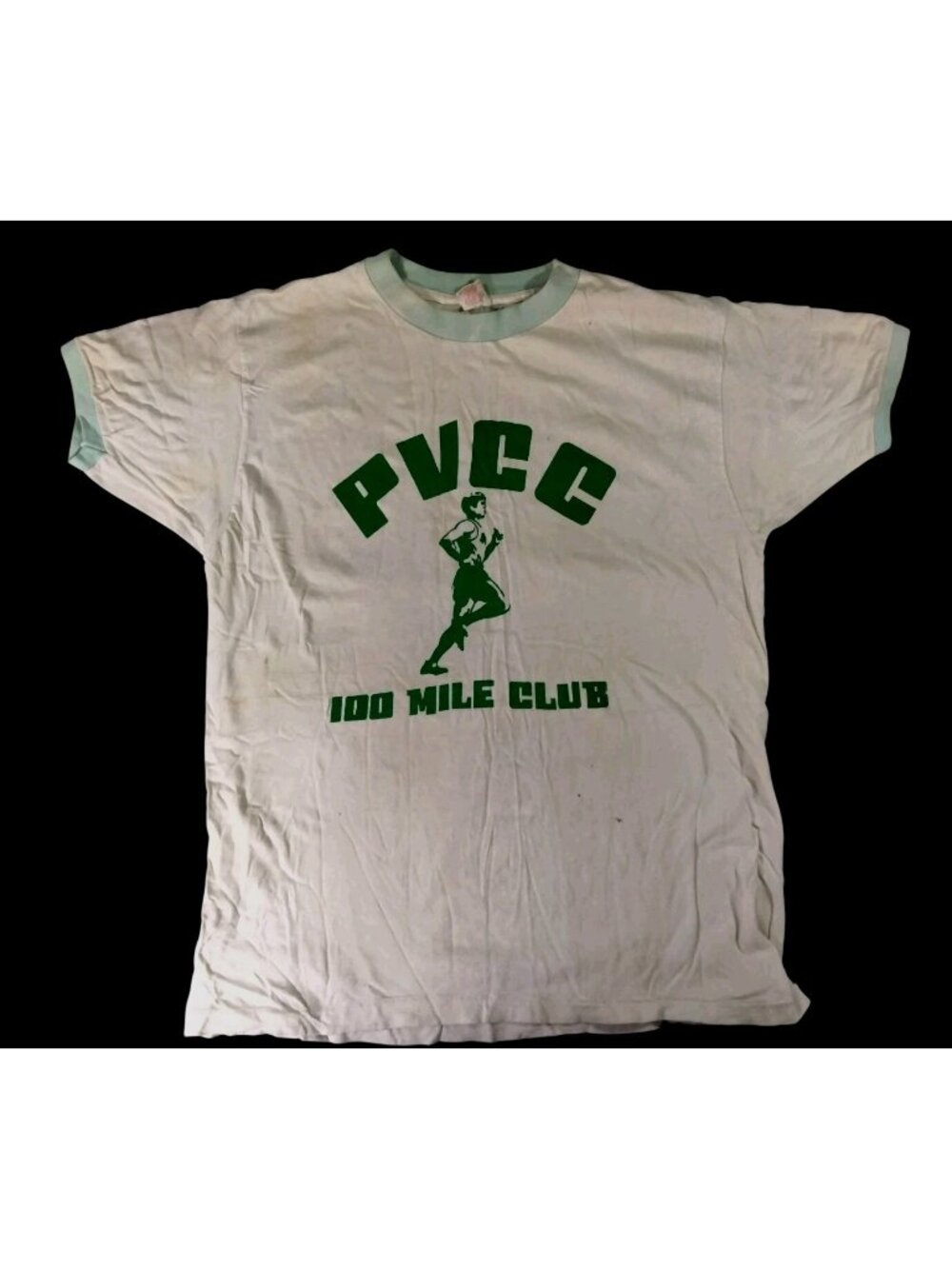 VTG 70s 80s Ringer T Shirt L PVCC 100 Mile Club College Collegiate Pacific